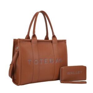 Elegant Tan Tote Bag and Wallet Set
